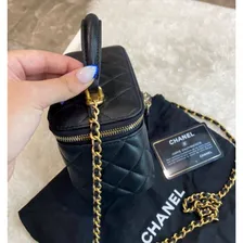 Черная кожаная сумка Chanel VANITY с ручкой
