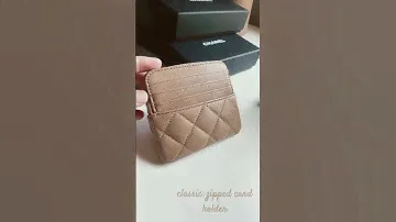 #chanel classic zipped card holder dark beige #chanel23b