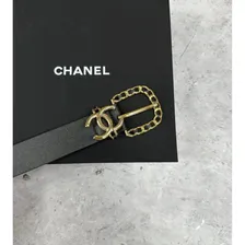 Черный кожаный ремень Chanel 3см